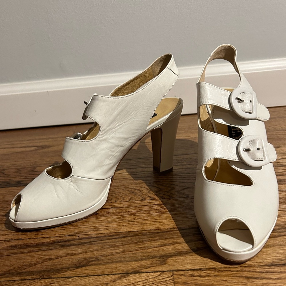 White Peep-Toe Heels - Picture 2 of 7
